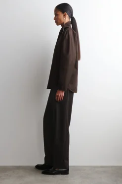 SHAWL-COLLAR COTTON BLOUSE
