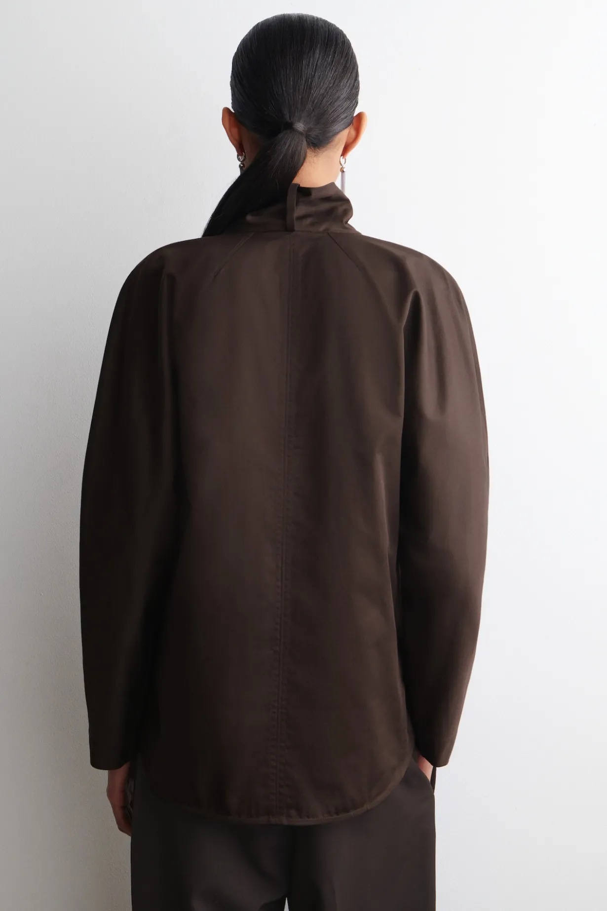 SHAWL-COLLAR COTTON BLOUSE
