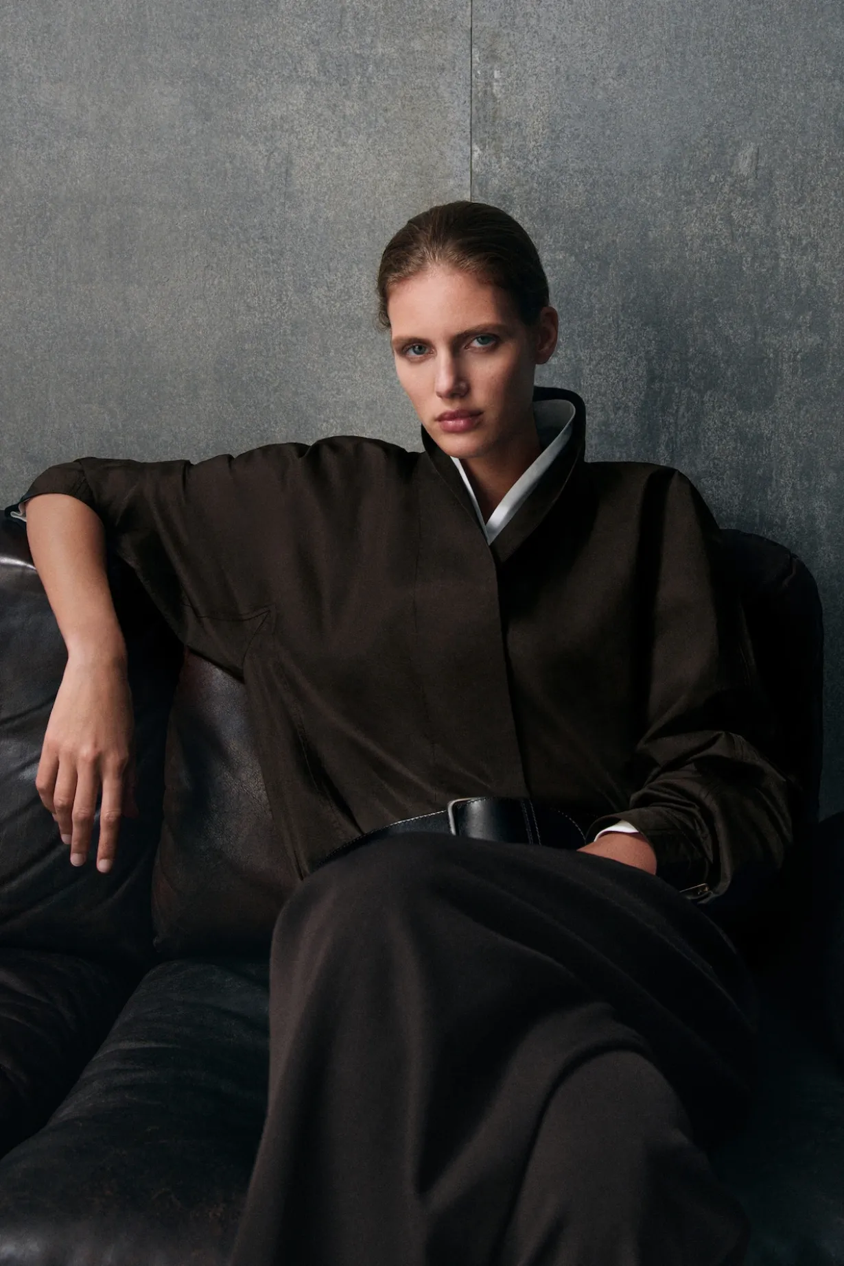 SHAWL-COLLAR COTTON BLOUSE