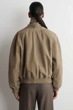 SHAWL-COLLAR SUEDE BOMBER JACKET