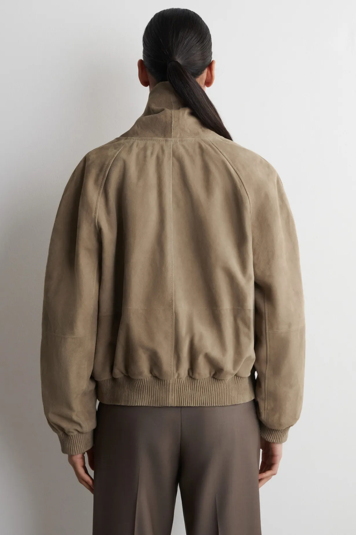 SHAWL-COLLAR SUEDE BOMBER JACKET