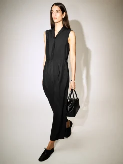 SHAWL-COLLAR UTILITY ROMPER