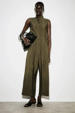 SHAWL-COLLAR UTILITY ROMPER