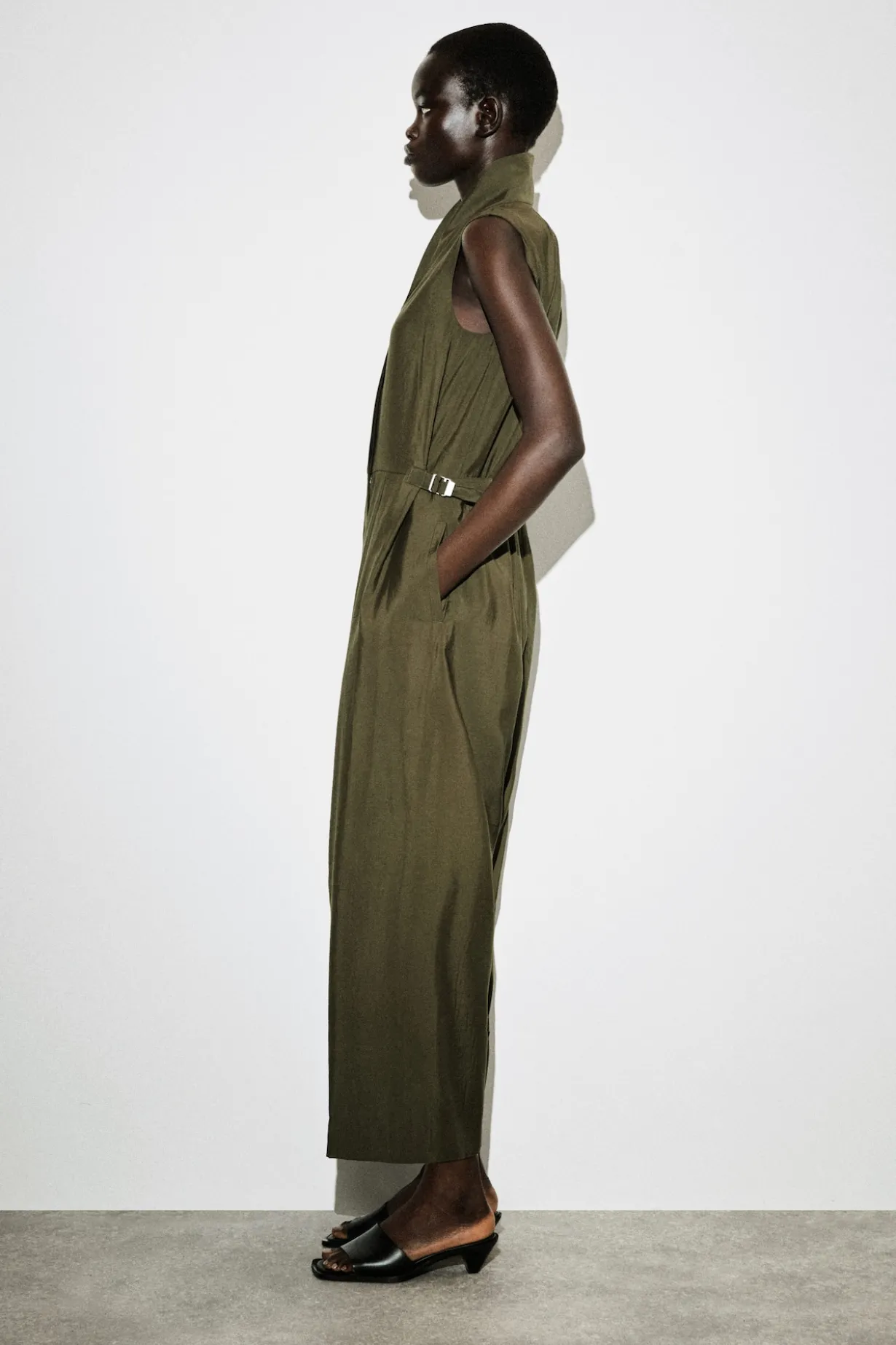 SHAWL-COLLAR UTILITY ROMPER