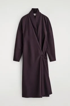 SHAWL-COLLAR WOOL WRAP DRESS