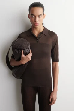 SHEER KNIT SILK POLO SHIRT