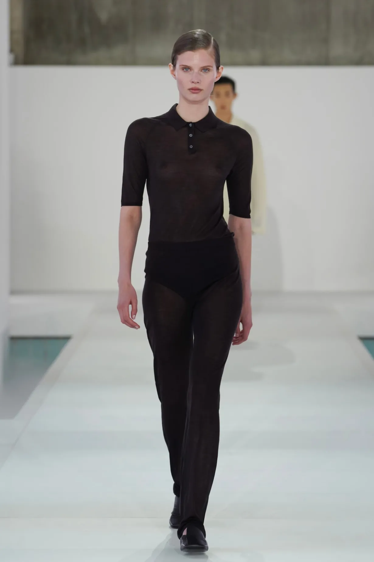 SHEER KNIT SILK POLO SHIRT