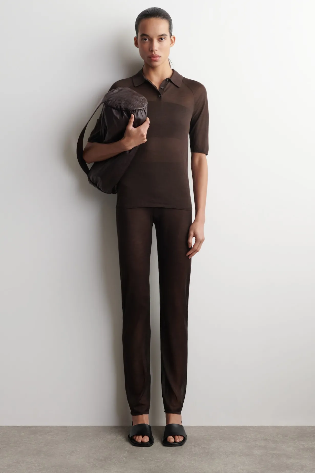 SHEER KNIT SILK POLO SHIRT