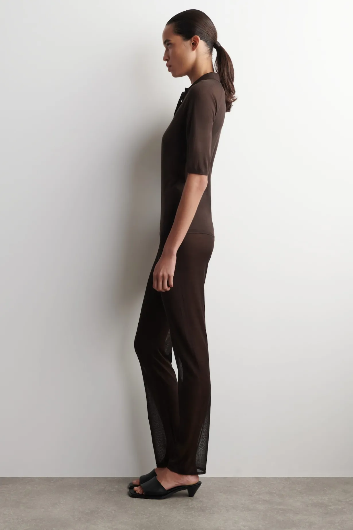 SHEER KNIT SILK POLO SHIRT