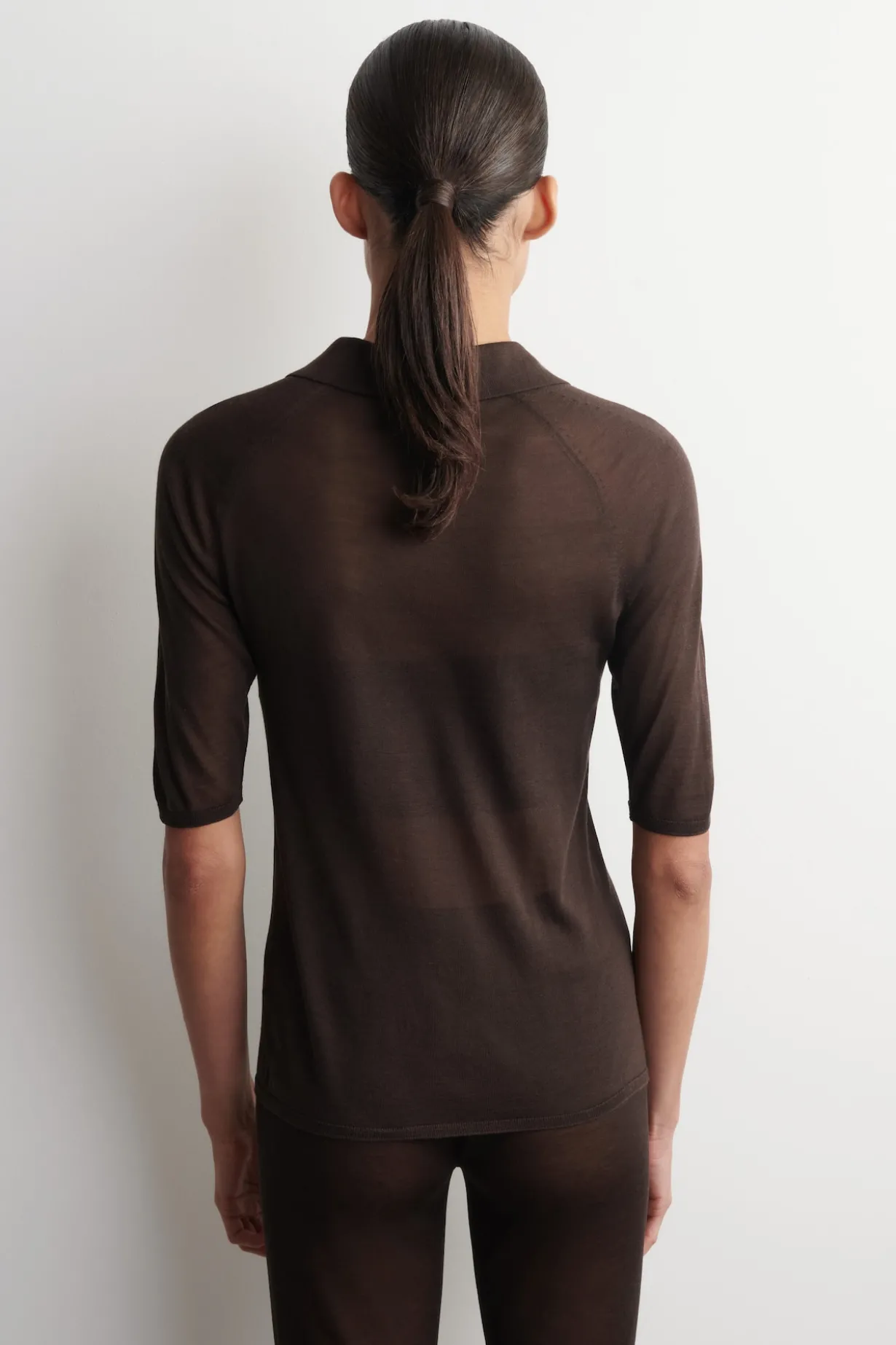 SHEER KNIT SILK POLO SHIRT
