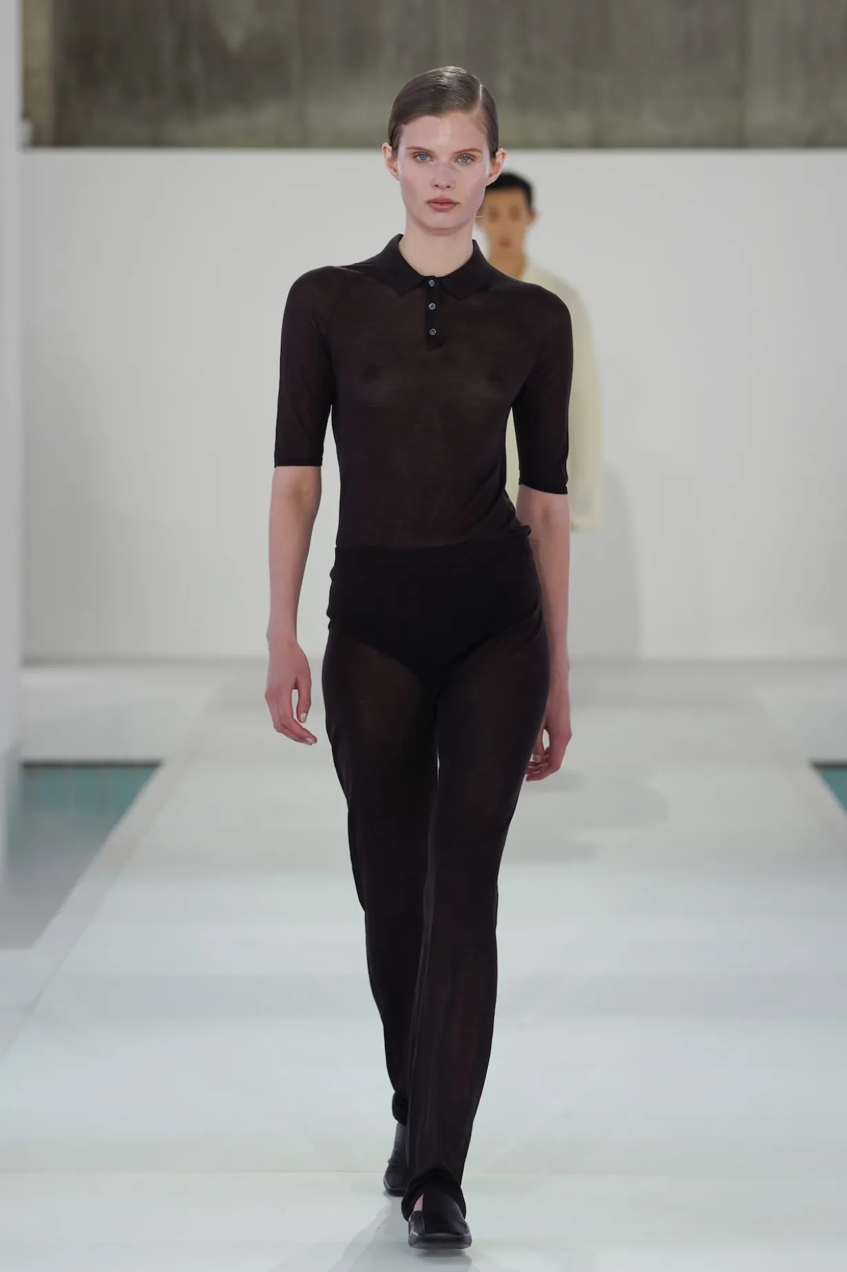 SHEER KNIT SILK POLO SHIRT