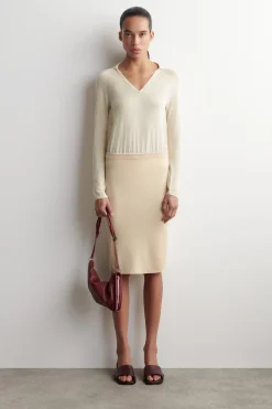 SHEER KNITTED SILK-CASHMERE SKIRT