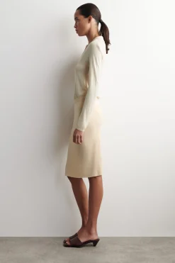 SHEER KNITTED SILK-CASHMERE SKIRT