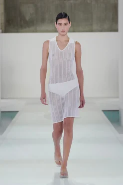 SHEER LACE-KNIT DRESS