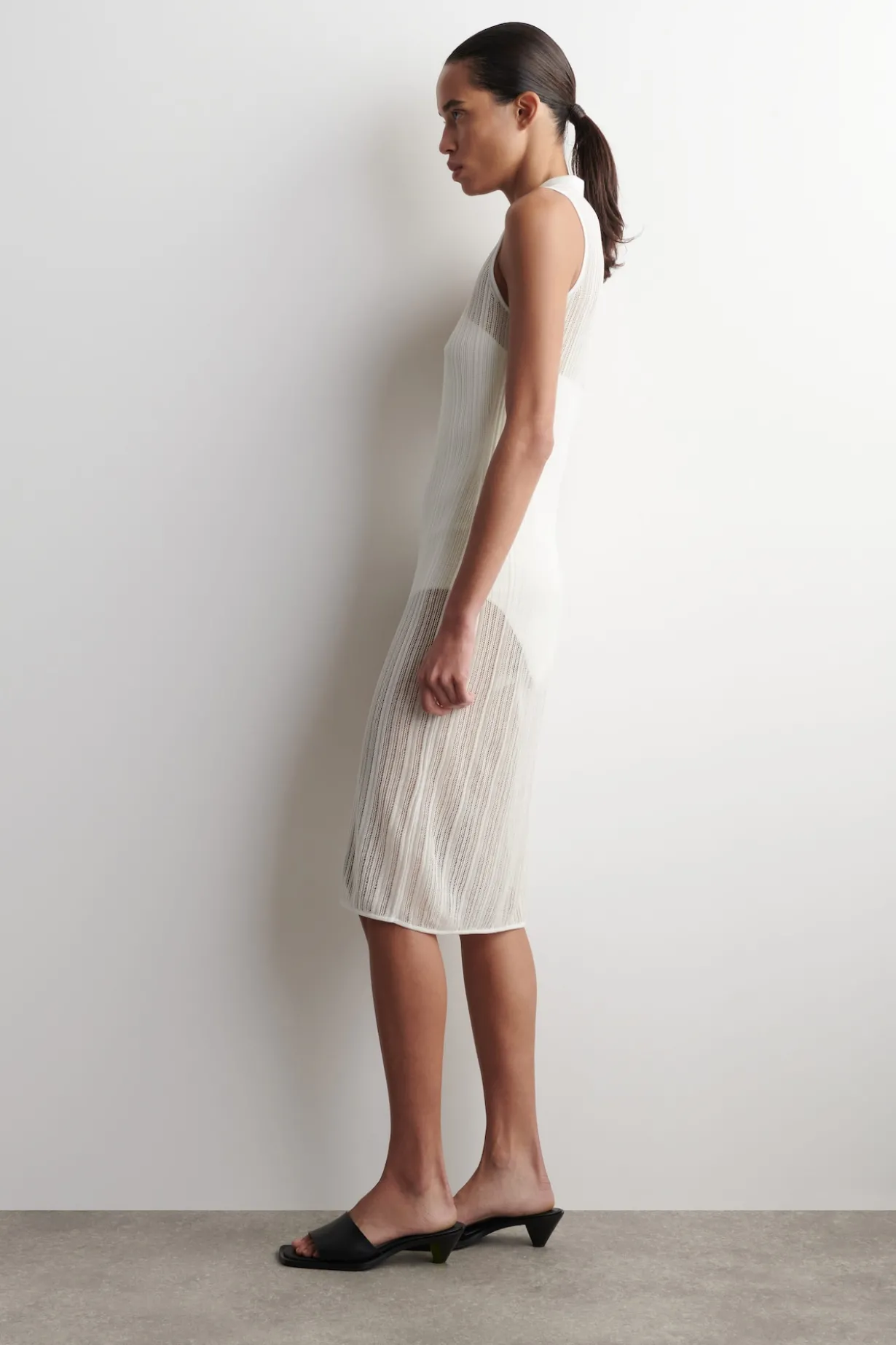 SHEER LACE-KNIT DRESS