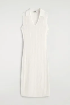SHEER LACE-KNIT DRESS