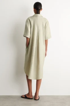 SHORT-SLEEVED LINEN SHIRT DRESS