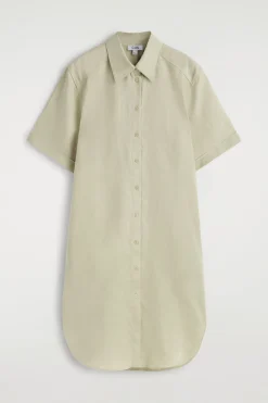 SHORT-SLEEVED LINEN SHIRT DRESS