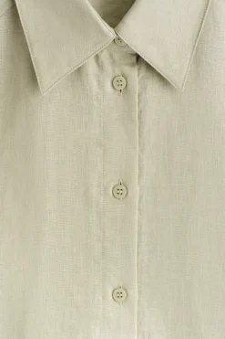 SHORT-SLEEVED LINEN SHIRT DRESS