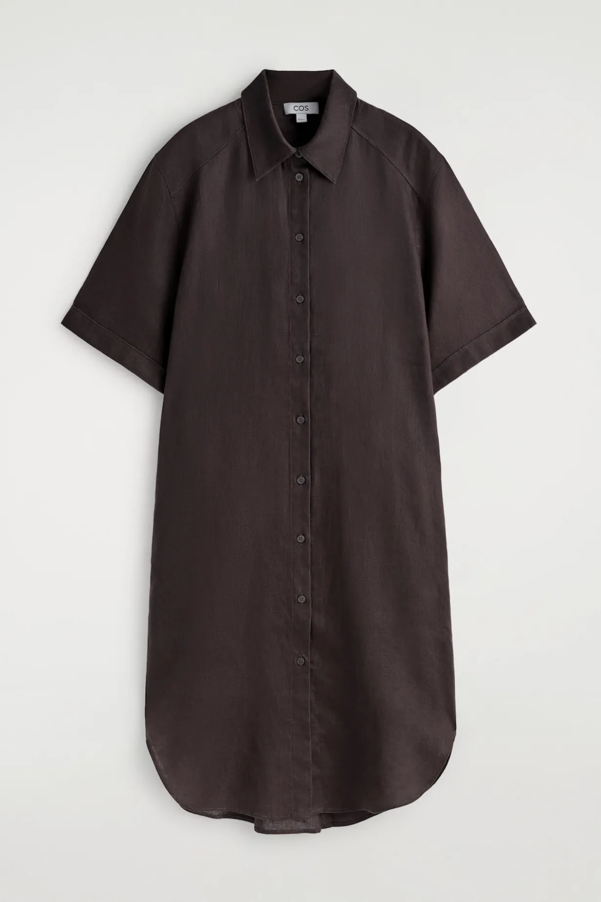 SHORT-SLEEVED LINEN SHIRT DRESS