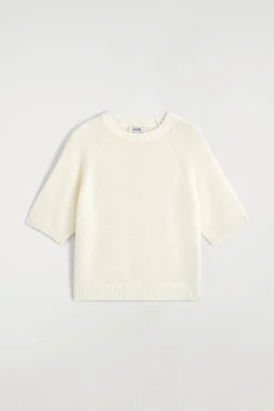 SHRUNKEN KNITTED LINEN T-SHIRT