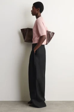 SHRUNKEN KNITTED LINEN T-SHIRT
