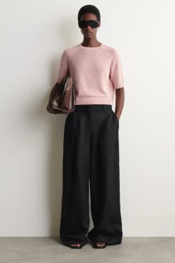 SHRUNKEN KNITTED LINEN T-SHIRT