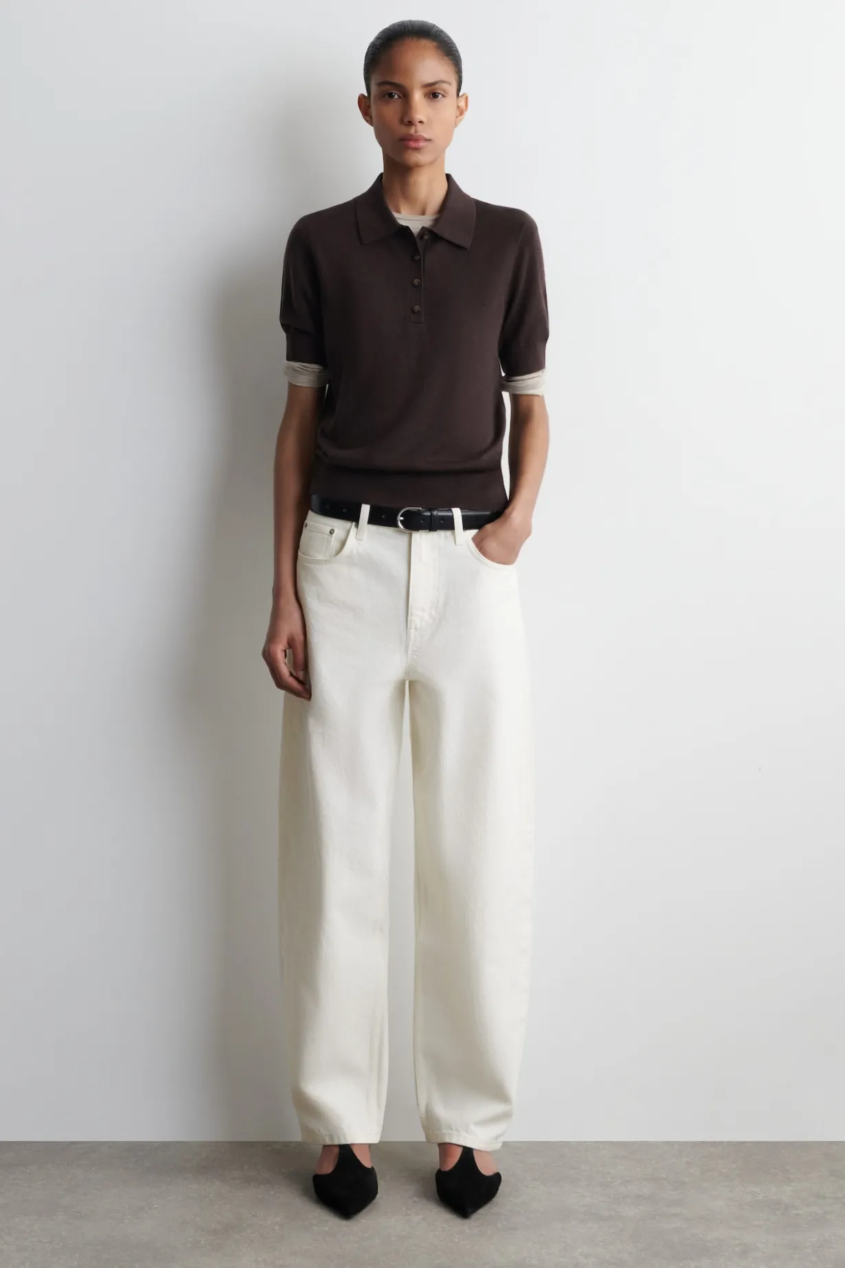SHRUNKEN WOOL-BLEND POLO SHIRT