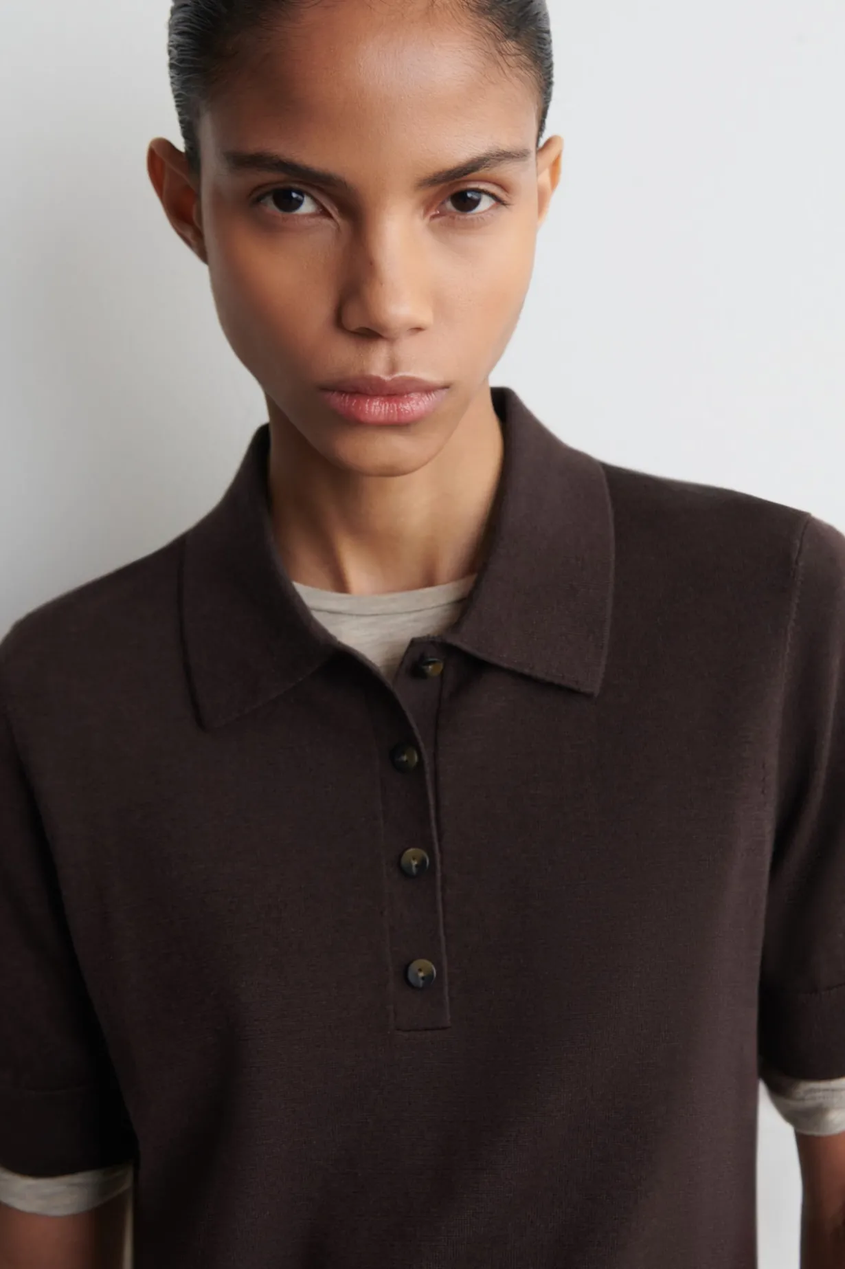 SHRUNKEN WOOL-BLEND POLO SHIRT