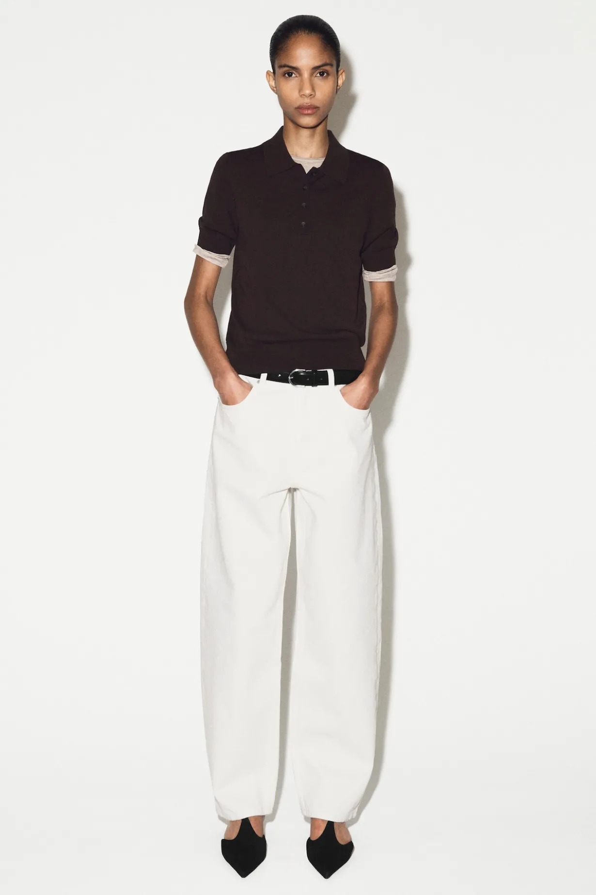 SHRUNKEN WOOL-BLEND POLO SHIRT