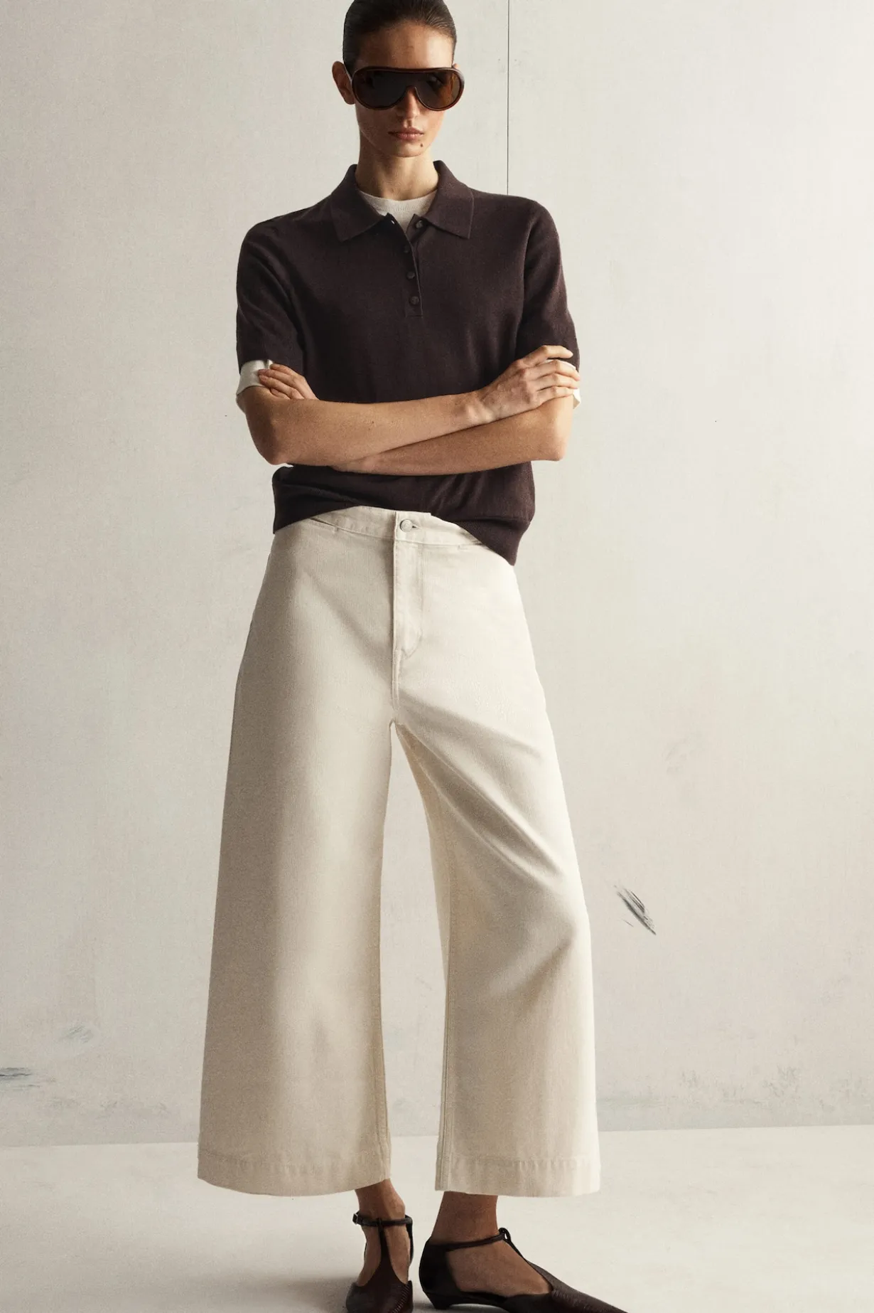 SHRUNKEN WOOL-BLEND POLO SHIRT