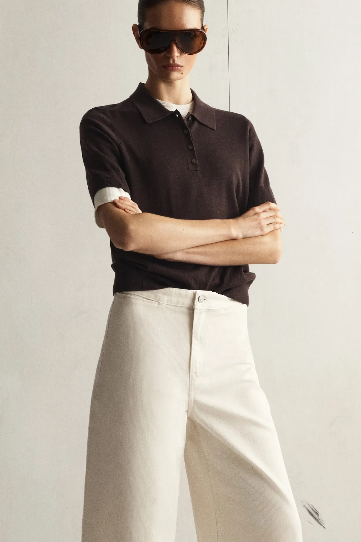 SHRUNKEN WOOL-BLEND POLO SHIRT