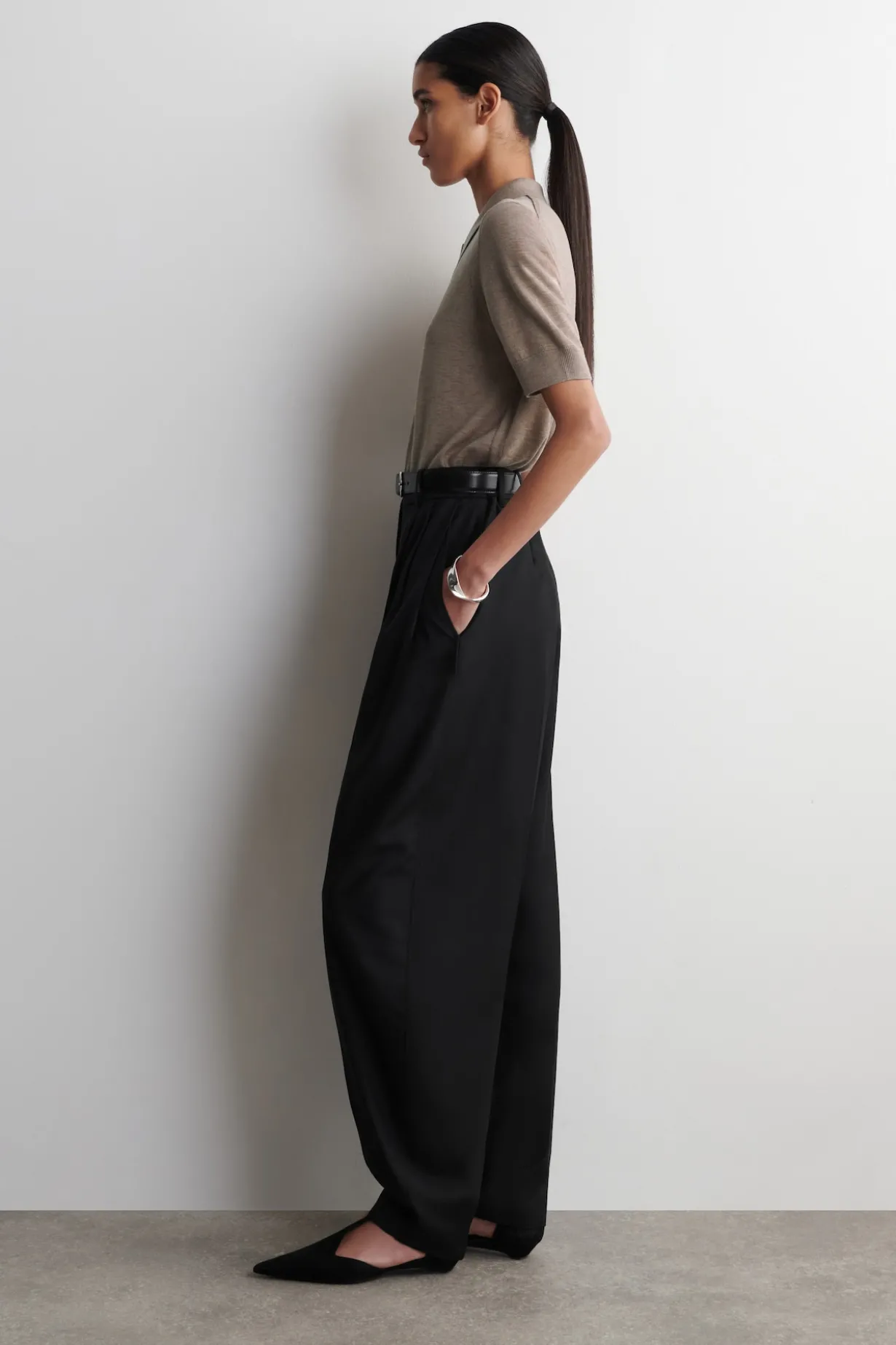 SHRUNKEN WOOL-BLEND POLO SHIRT