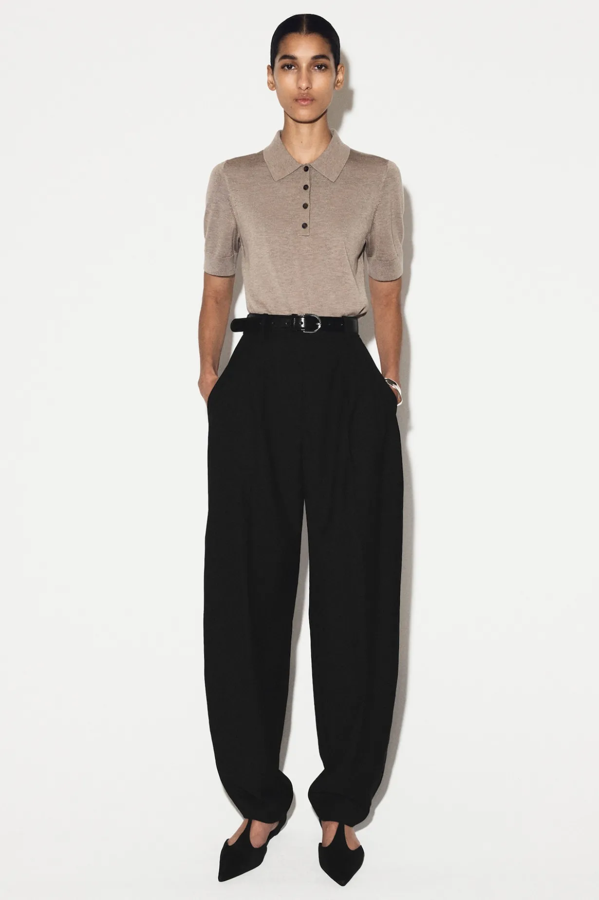 SHRUNKEN WOOL-BLEND POLO SHIRT