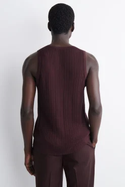 SILK-COTTON HENLEY TANK TOP
