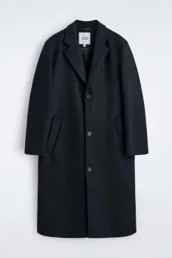 SINGLE-BREASTED WOOL LONG COAT