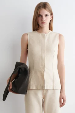SLEEVELESS DENIM TOP