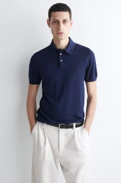 SLIM KNITTED SILK POLO SHIRT