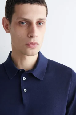 SLIM KNITTED SILK POLO SHIRT