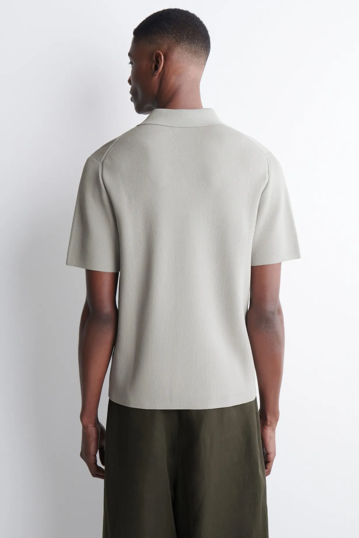 SLIM RIBBED BOUCLÉ-KNIT POLO SHIRT