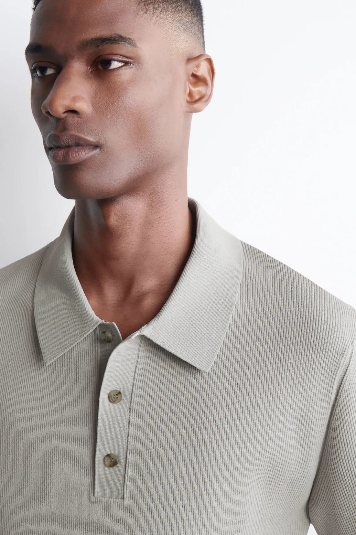 SLIM RIBBED BOUCLÉ-KNIT POLO SHIRT