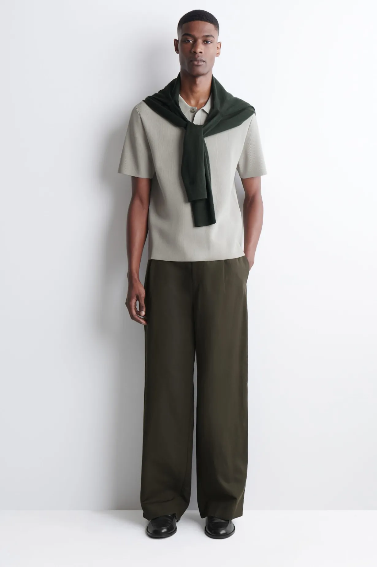 SLIM RIBBED BOUCLÉ-KNIT POLO SHIRT