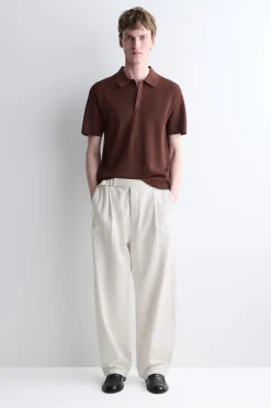 SLIM RIBBED BOUCLÉ-KNIT POLO SHIRT
