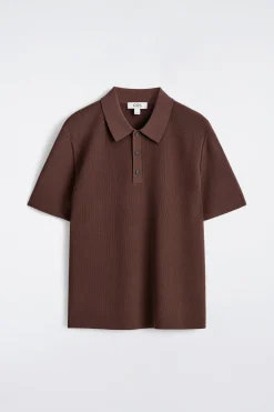 SLIM RIBBED BOUCLÉ-KNIT POLO SHIRT