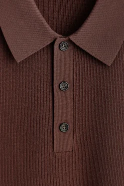 SLIM RIBBED BOUCLÉ-KNIT POLO SHIRT