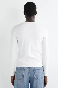 SLIM RIBBED COTTON LONG-SLEEVED T-SHIRT