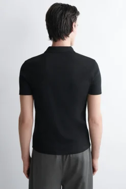 SLIM RIBBED COTTON POLO SHIRT