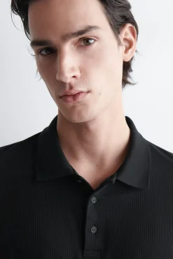 SLIM RIBBED COTTON POLO SHIRT