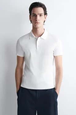 SLIM RIBBED COTTON POLO SHIRT
