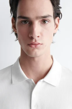 SLIM RIBBED COTTON POLO SHIRT